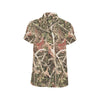 Camouflage Realistic Tree Authumn Print Men's Short Sleeve Button Up Shirt