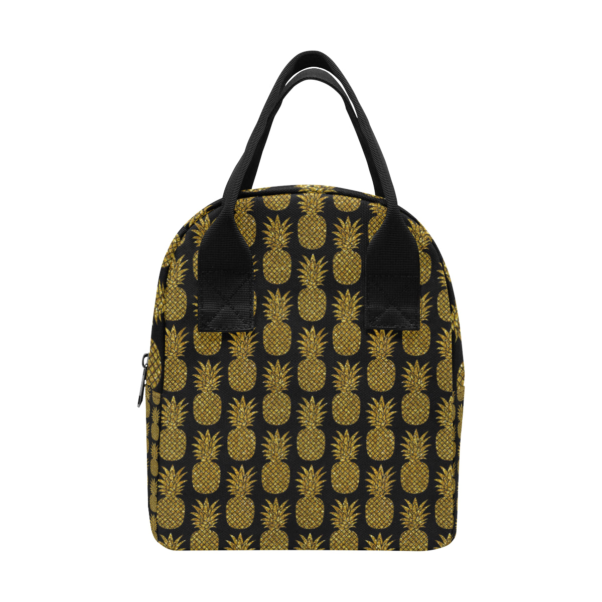Gold Pineapple Pattern Print Design PP011 Insulated Lunch Bag
