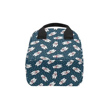 Polar Bear Pattern Print Design PB05 Insulated Lunch Bag