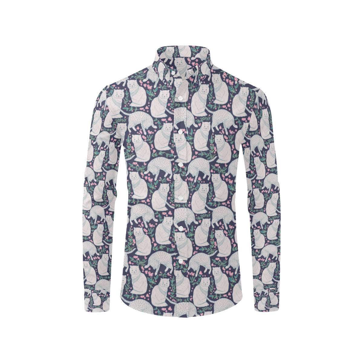 Cat Pattern Print Design 06 Men's Long Sleeve Shirt
