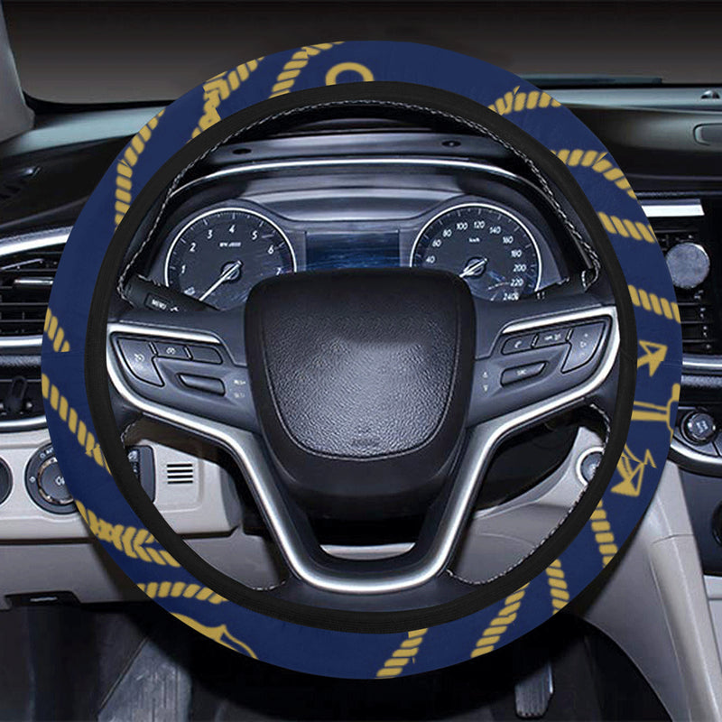 Nautical Anchor Rope  Pattern Steering Wheel Cover with Elastic Edge