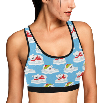 Polar Bear Pattern Print Design PB06 Sports Bra