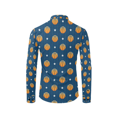 Basketball Star Print Pattern Men's Long Sleeve Shirt