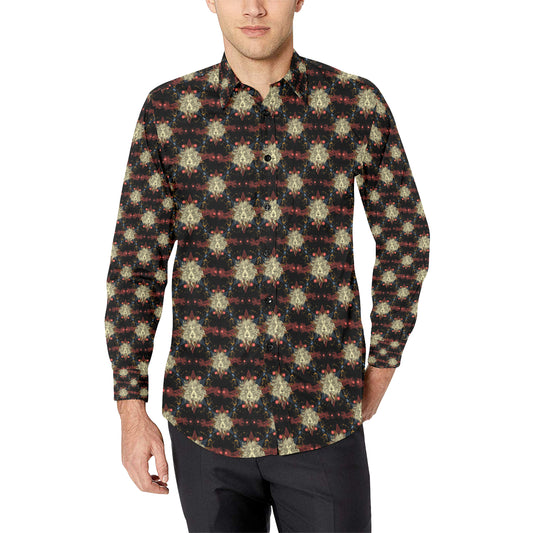 Zodiac Leo Pattern Design Print Men's Long Sleeve Shirt