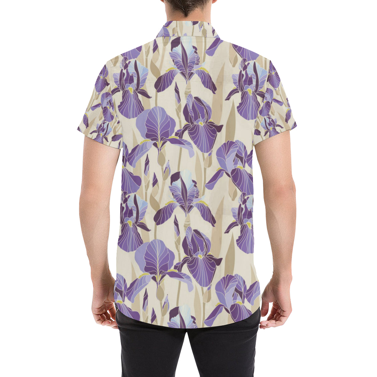 Iris Pattern Print Design IR02 Men's Short Sleeve Button Up Shirt