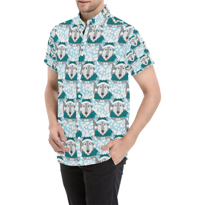 Alaskan Malamute Pattern Print Design 01 Men's Short Sleeve Button Up Shirt