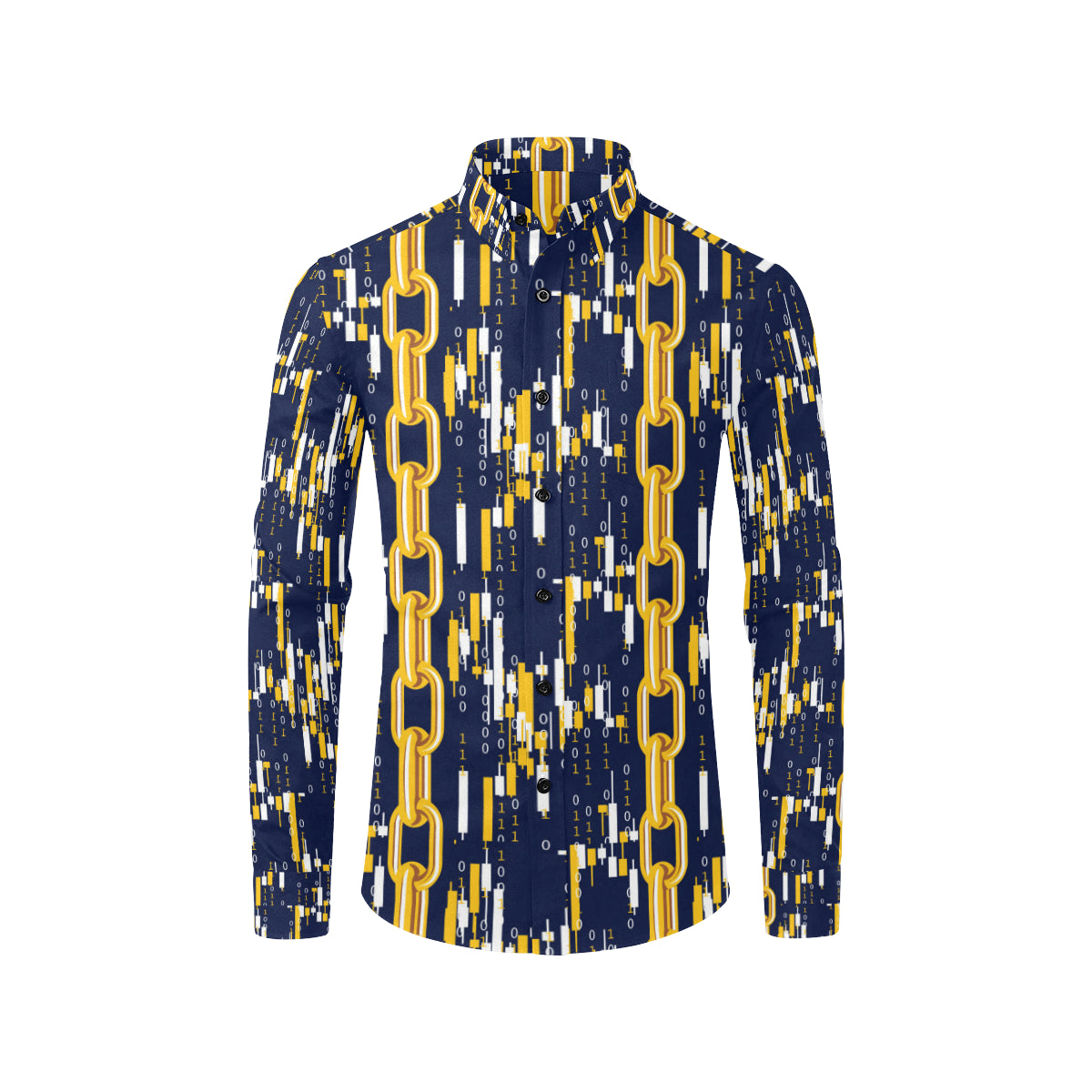 Cryptocurrency Chain Pattern Print Design 03 Men's Long Sleeve Shirt