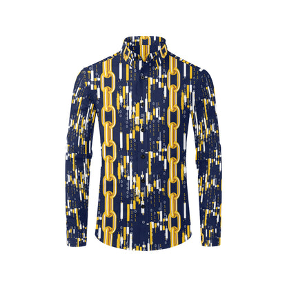 Cryptocurrency Chain Pattern Print Design 03 Men's Long Sleeve Shirt