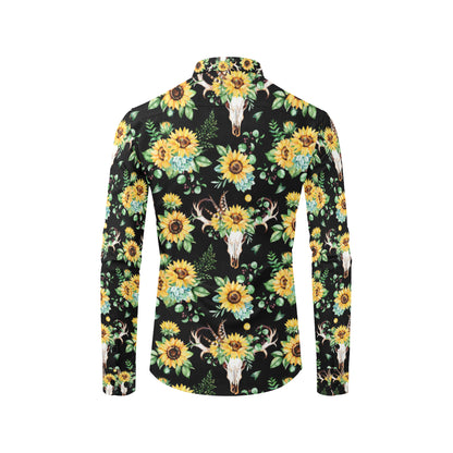 Sunflower Pattern Print Design SF08 Men's Long Sleeve Shirt