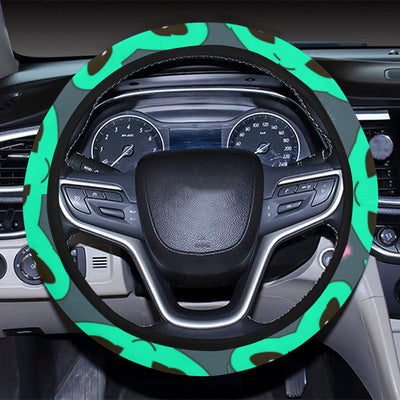 Alien Head Heart Pattern Print Design 03 Steering Wheel Cover with Elastic Edge