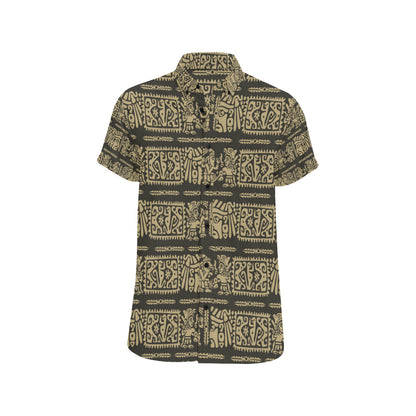 Mayan Pattern Print Design 02 Men's Short Sleeve Button Up Shirt
