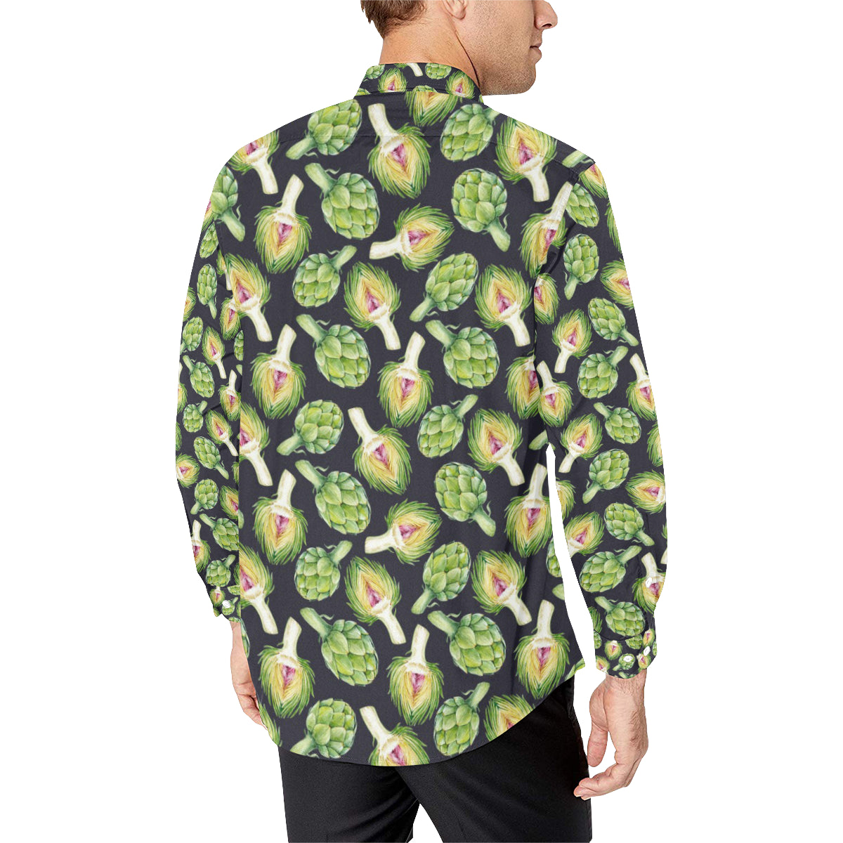 Artichoke Pattern Print Design 01 Men's Long Sleeve Shirt