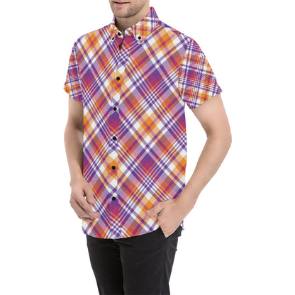 Madras Pattern Print Design 02 Men's Short Sleeve Button Up Shirt
