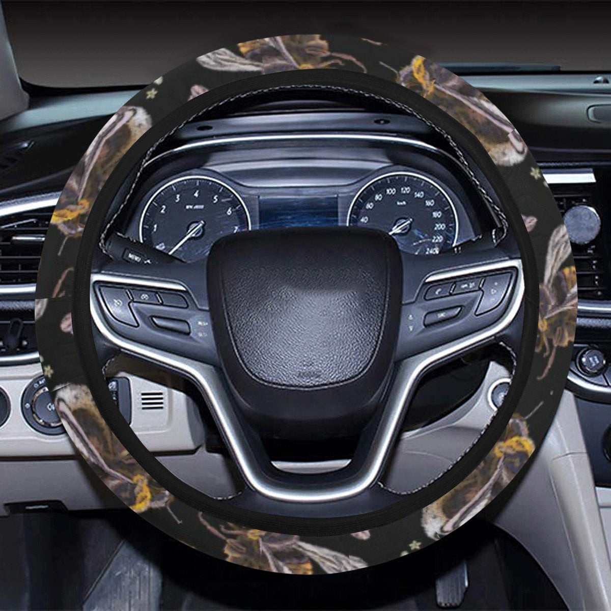 Bee Pattern Print Design 04 Steering Wheel Cover with Elastic Edge