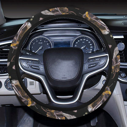 Bee Pattern Print Design 04 Steering Wheel Cover with Elastic Edge