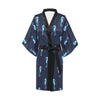 SeaHorse Blue neon Pattern Print Design 03 Women's Short Kimono