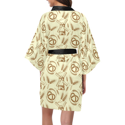 Agricultural Windmills Print Design 03 Women's Short Kimono