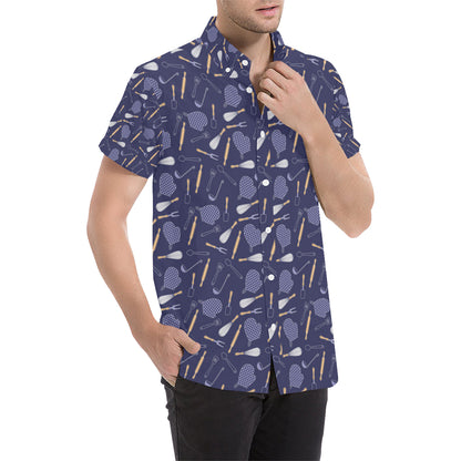 Cooking Kitchen Tools Pattern Print Design 04 Men's Short Sleeve Button Up Shirt