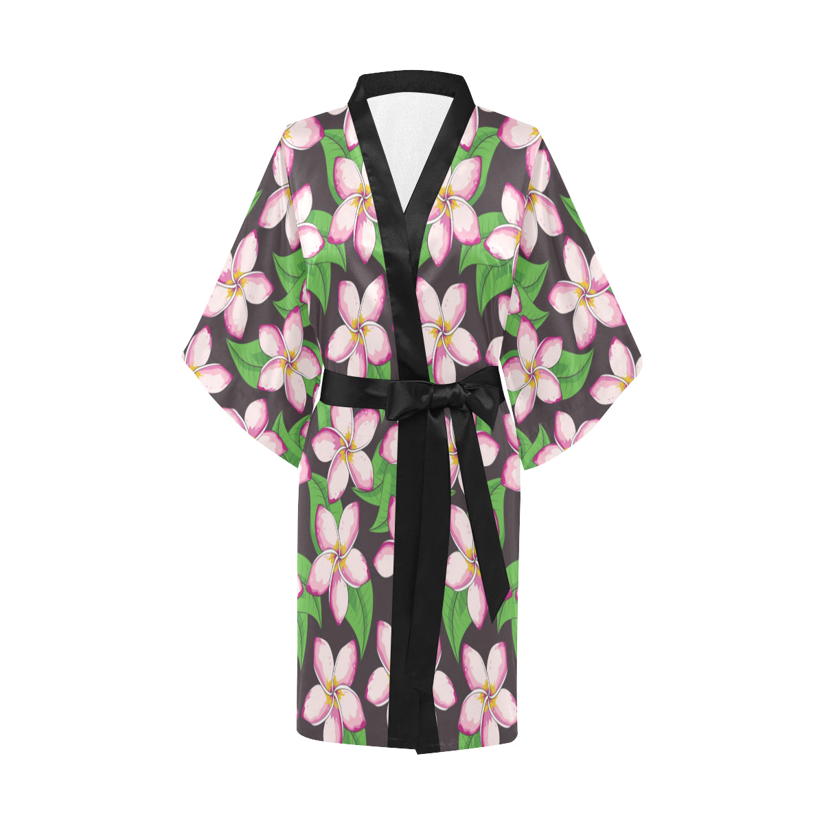 Pink Plumeria Pattern Print Design PM019 Women Kimono Robe