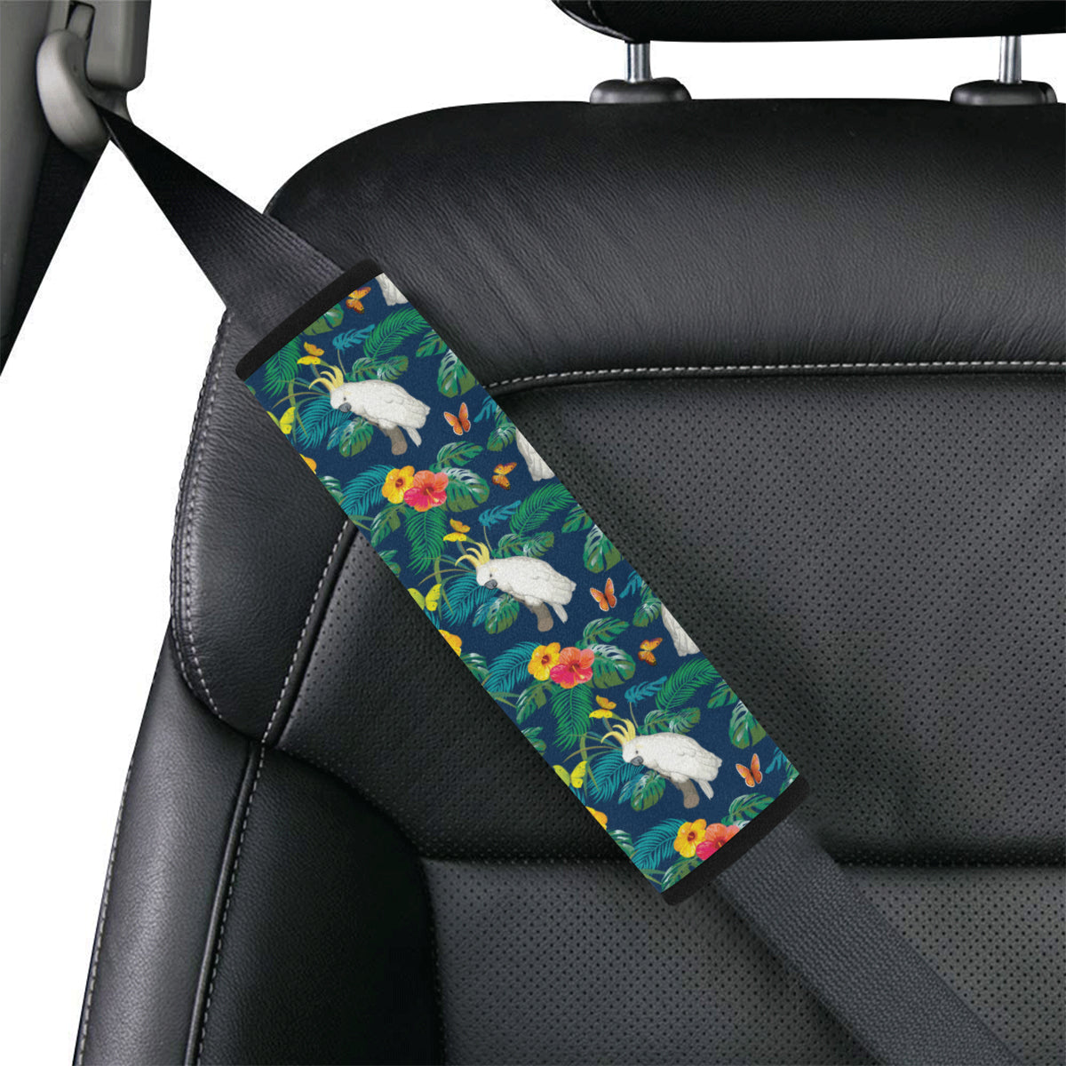 Cockatoo Tropical Pattern Print Design 02 Car Seat Belt Cover