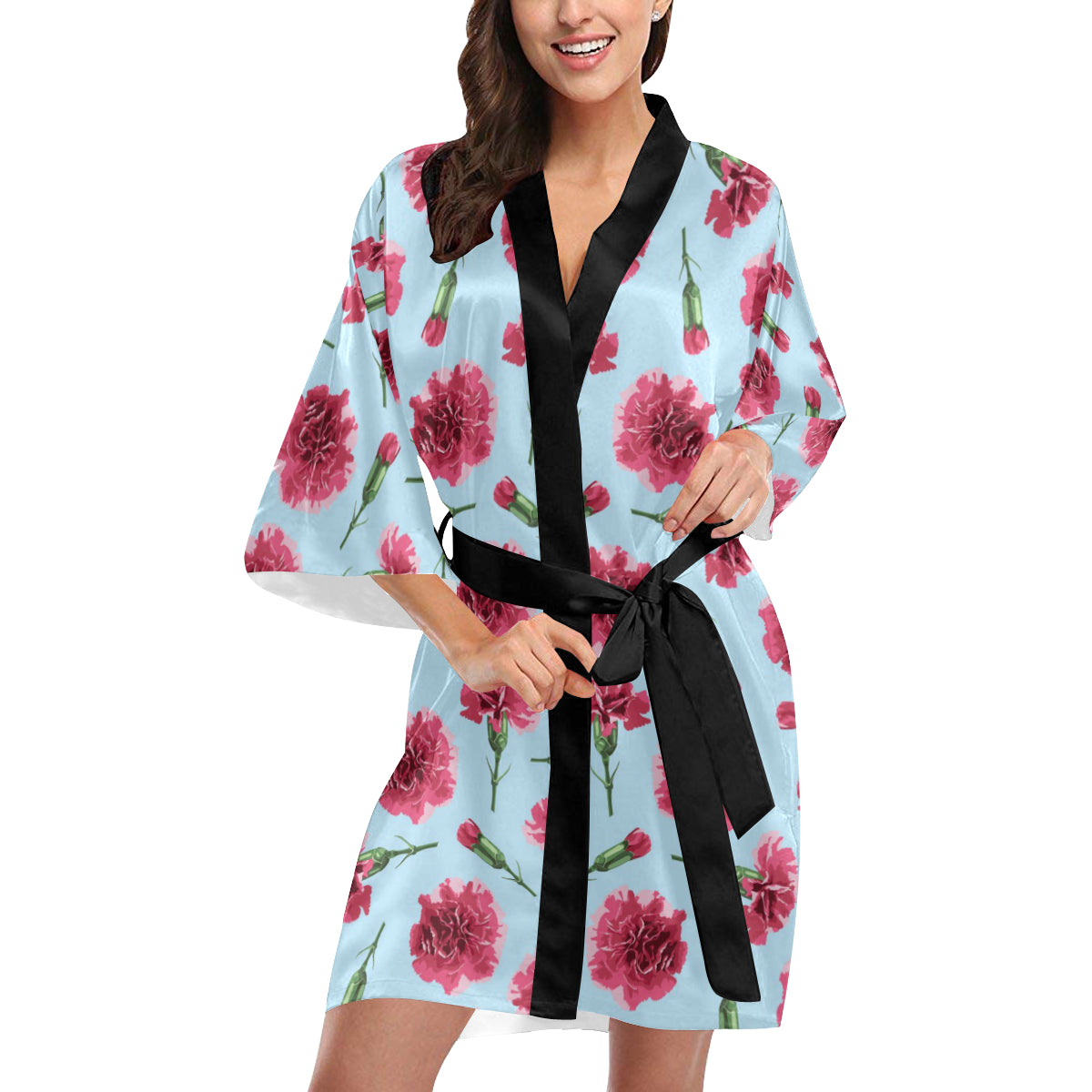 Carnations Pattern Print Design CN01 Women's Short Kimono