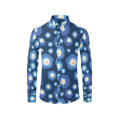 Morning Glory Pattern Print Design 02 Men's Long Sleeve Shirt