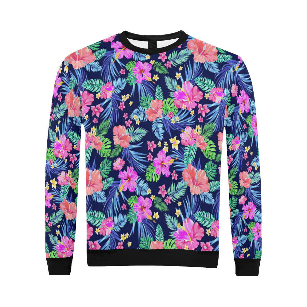Neon Hibiscus Pattern Print Design HB016 Men Long Sleeve Sweatshirt