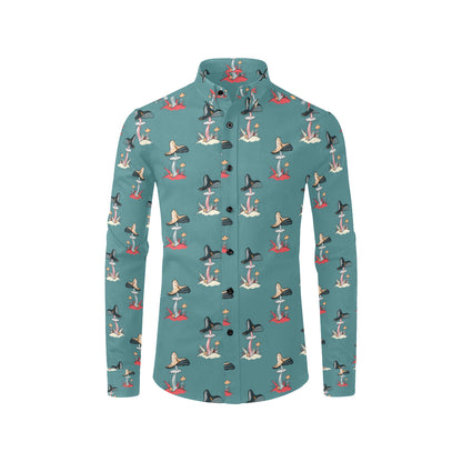 Mushroom Pattern Print Design A04 Men's Long Sleeve Shirt
