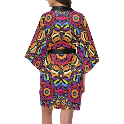 Kaleidoscope Pattern Print Design 01 Women's Short Kimono