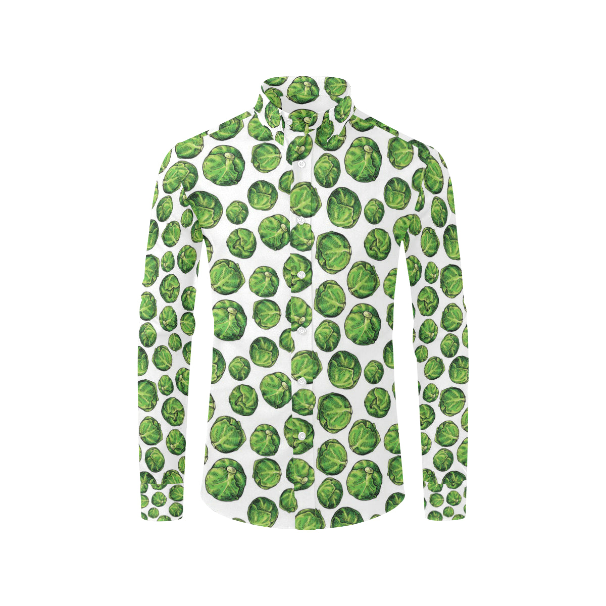 Brussels Sprouts Pattern Print Design 02 Men's Long Sleeve Shirt