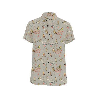 Birds Pattern Print Design 03 Men's Short Sleeve Button Up Shirt