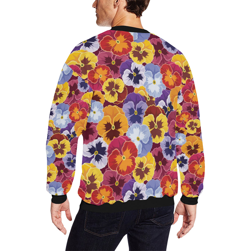 Pansy Pattern Print Design PS01 Men Long Sleeve Sweatshirt