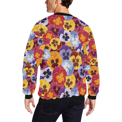 Pansy Pattern Print Design PS01 Men Long Sleeve Sweatshirt