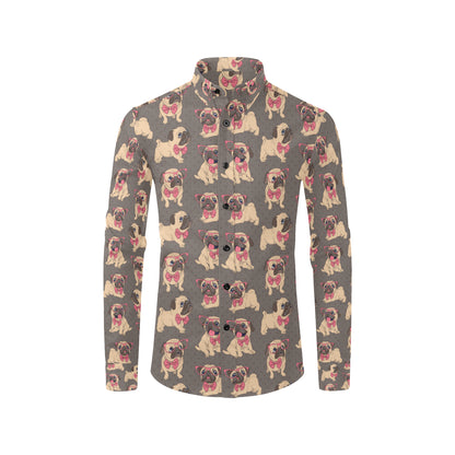 Pug Pattern Print Design A05 Men's Long Sleeve Shirt