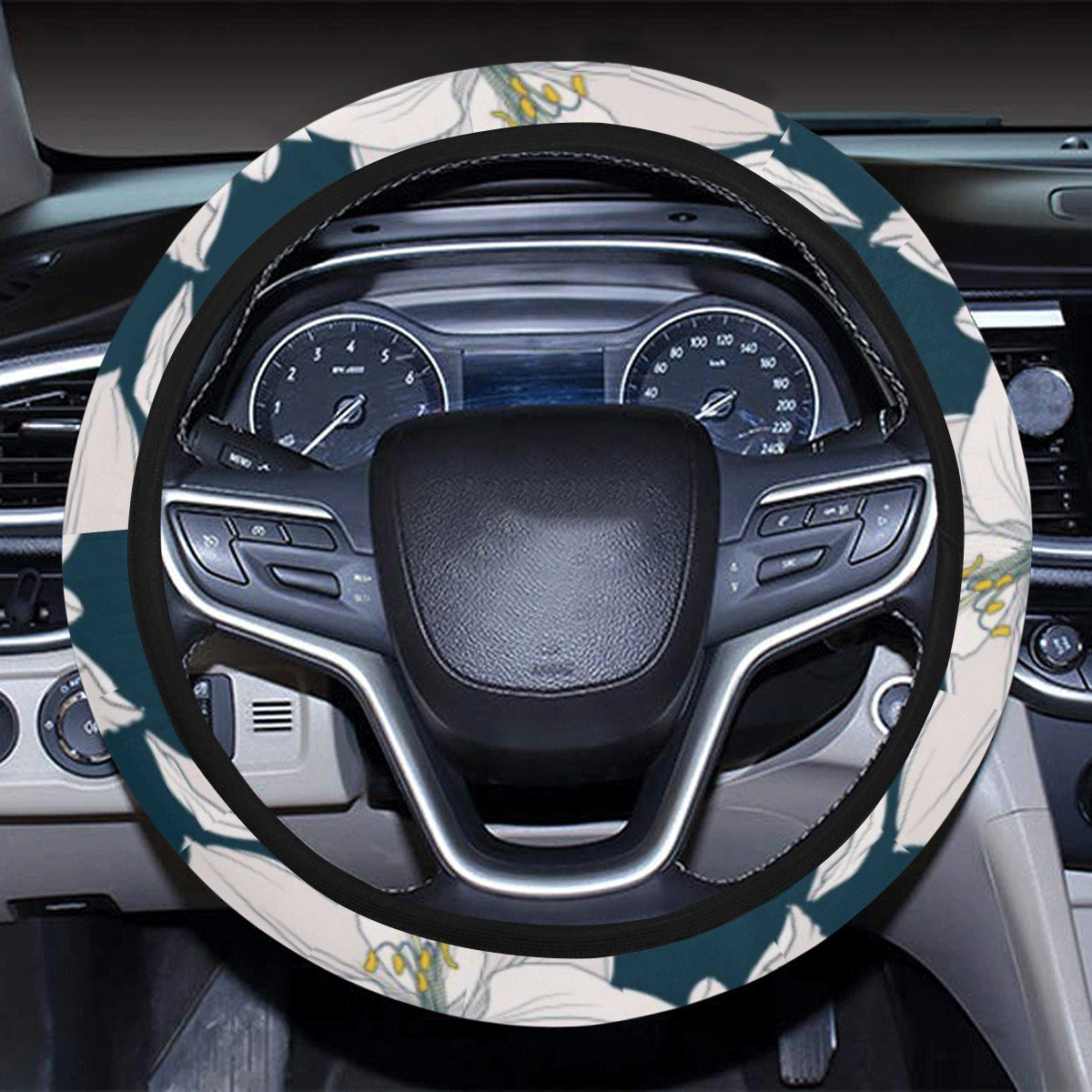 Amaryllis Pattern Print Design AL02 Steering Wheel Cover with Elastic Edge