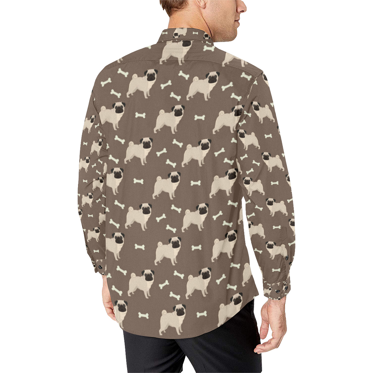 Pug Pattern Print Design A02 Men's Long Sleeve Shirt