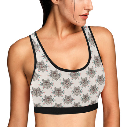 Aztec Wolf Pattern Print Design 01 Sports Bra
