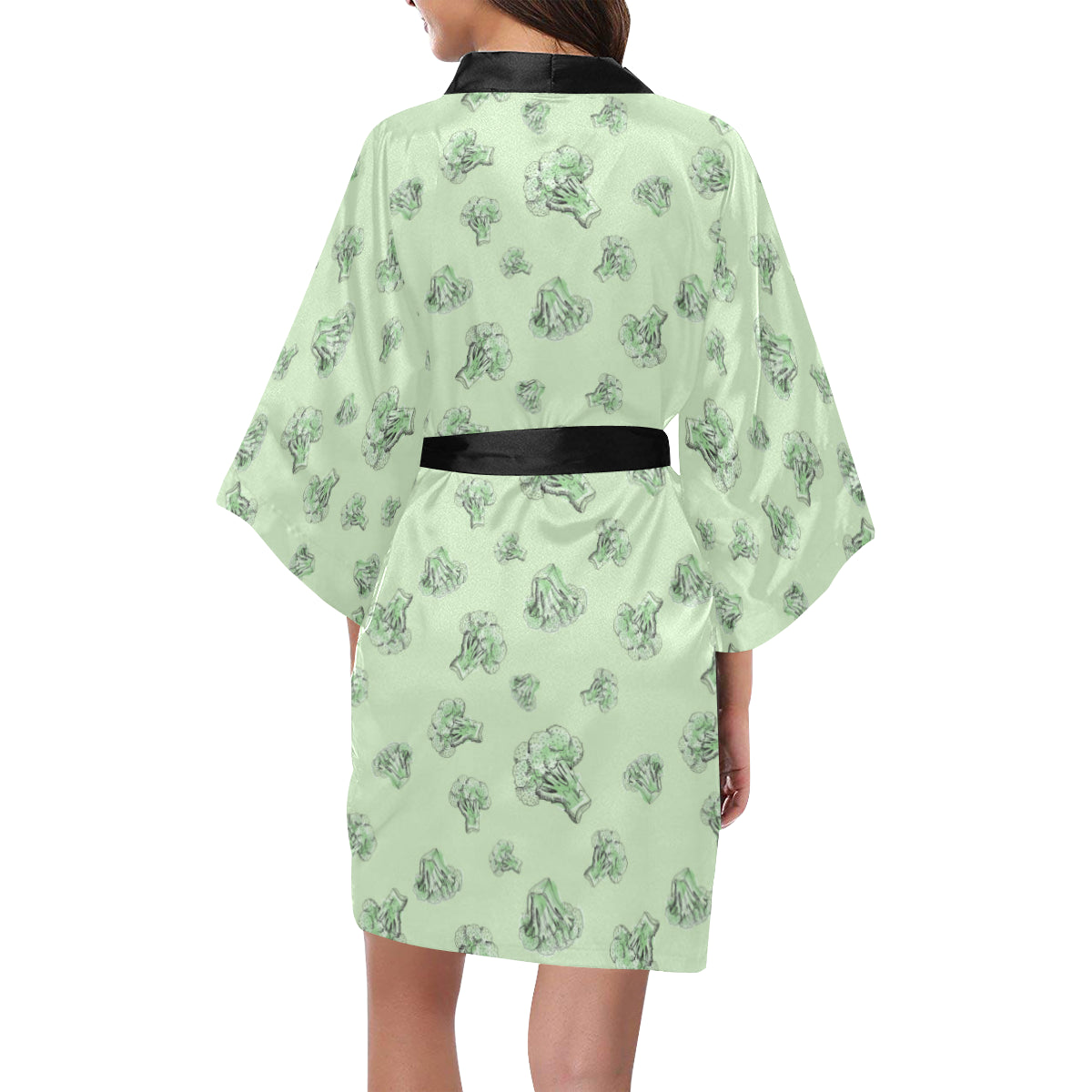 Broccoli Pattern Print Design 05 Women's Short Kimono