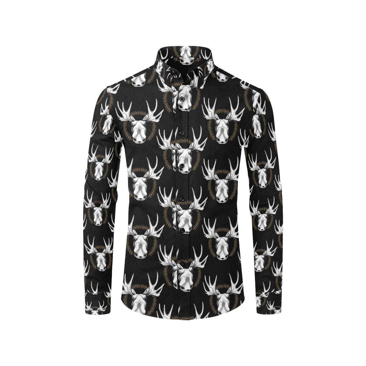 Moose Pattern Print Design 02 Men's Long Sleeve Shirt