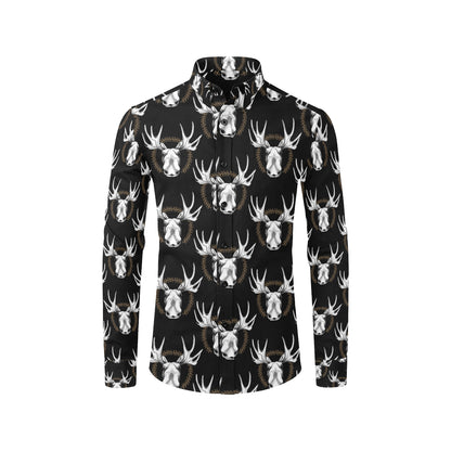 Moose Pattern Print Design 02 Men's Long Sleeve Shirt