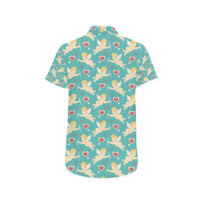 Cupid Pattern Print Design 01 Men's Short Sleeve Button Up Shirt