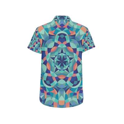 Kaleidoscope Pattern Print Design 03 Men's Short Sleeve Button Up Shirt