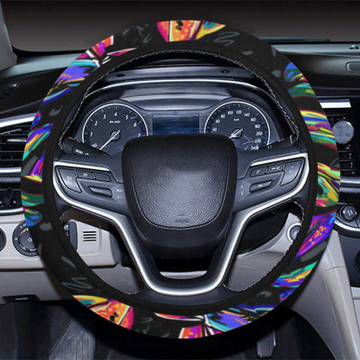 Neon Color Tropical Palm Leaves Steering Wheel Cover with Elastic Edge