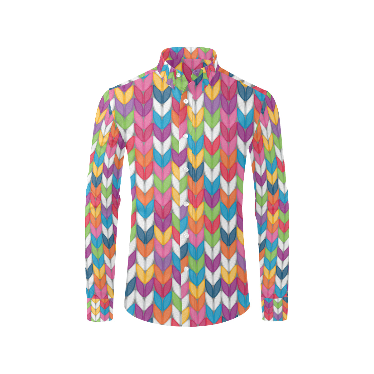 Knit Pattern Print Design 01 Men's Long Sleeve Shirt