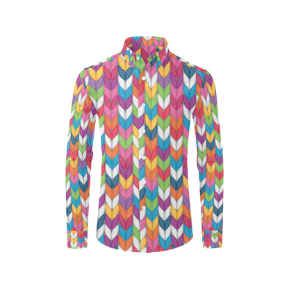 Knit Pattern Print Design 01 Men's Long Sleeve Shirt