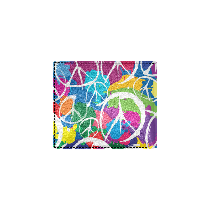 Peace Sign Colorful Pattern Print Design A02 Men's ID Card Wallet