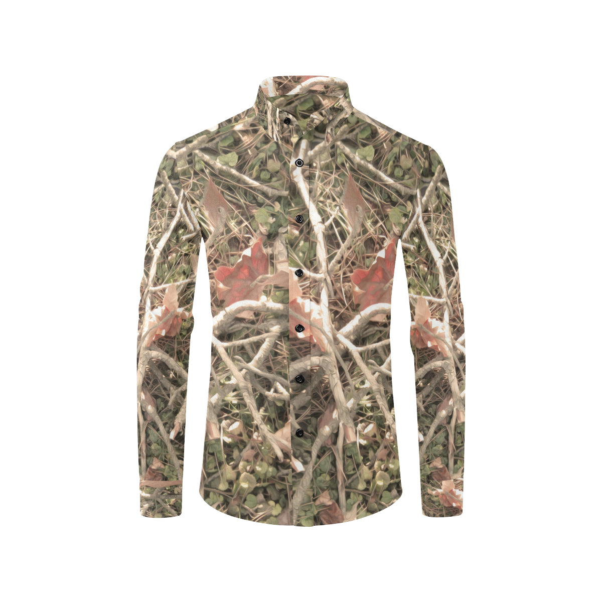 Camouflage Realistic Tree Authumn Print Men's Long Sleeve Shirt