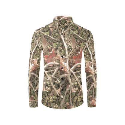 Camouflage Realistic Tree Authumn Print Men's Long Sleeve Shirt