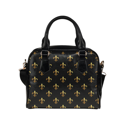 Fleur De Lis Gold Pattern Print Design 03 Shoulder Handbag