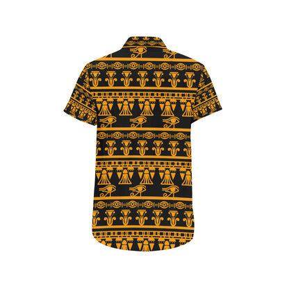 Eye of Horus Tribal Egypt Pattern Men's Short Sleeve Button Up Shirt